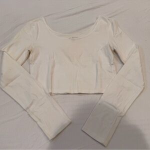 Brandy Melville Cream Long Sleeve Crop Top